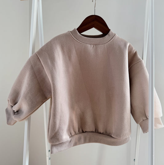 Plush Crewneck Sweatshirt - Sad Beige