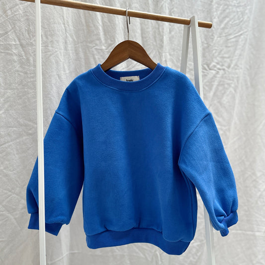 Plush Crewneck Sweatshirt - Retro Blue